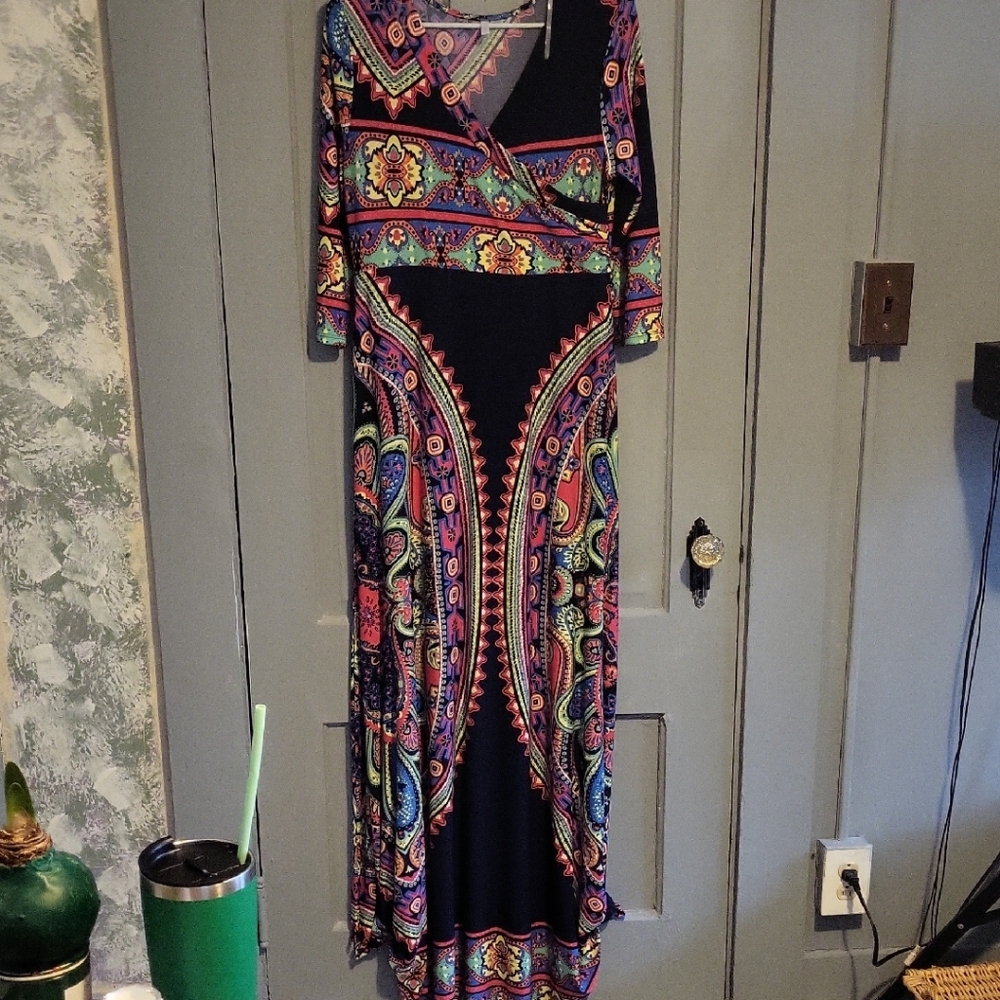 Pinkblush Vibrant Patterned Long Sleeve Dress